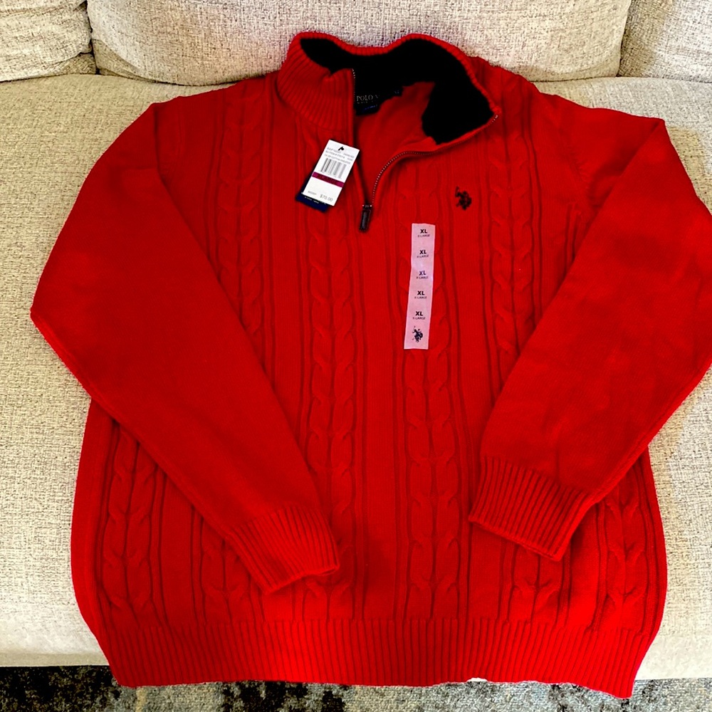 US Polo men’s pull over half zip sweater
